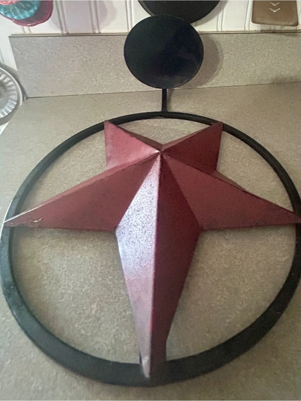 Red & Black metal Star candle holder